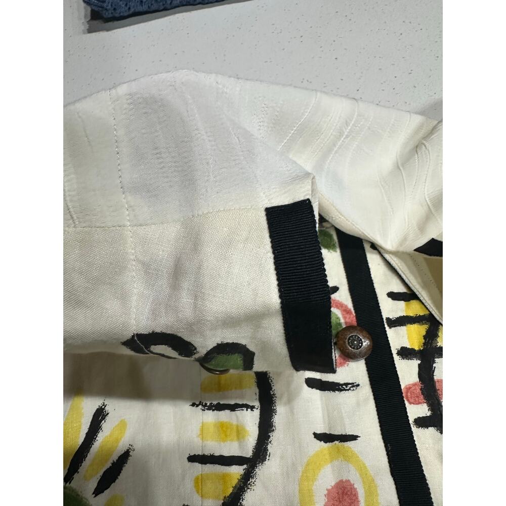 Vintage Whittall & Shon Women’s Vest button up Tye Back Abstract Art to wear M - Picture 8 of 11